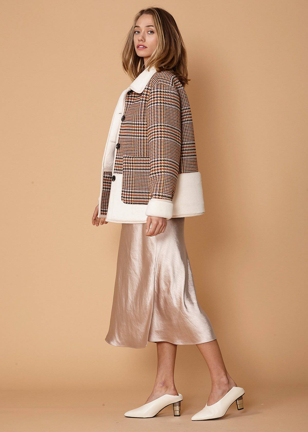Plaid Jacket in Rust Houndstooth