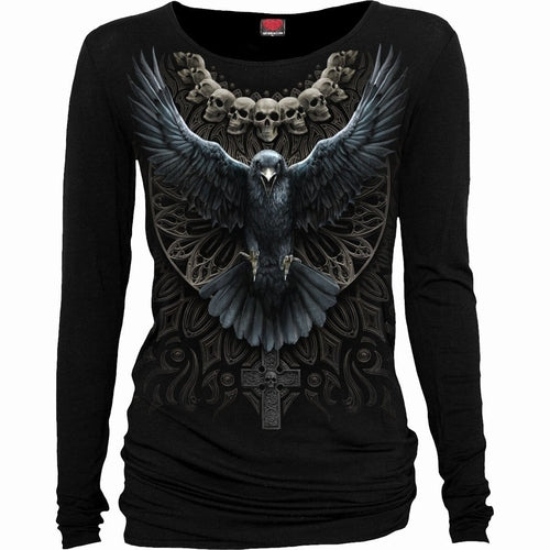 Raven Skull Long Sleeve Top