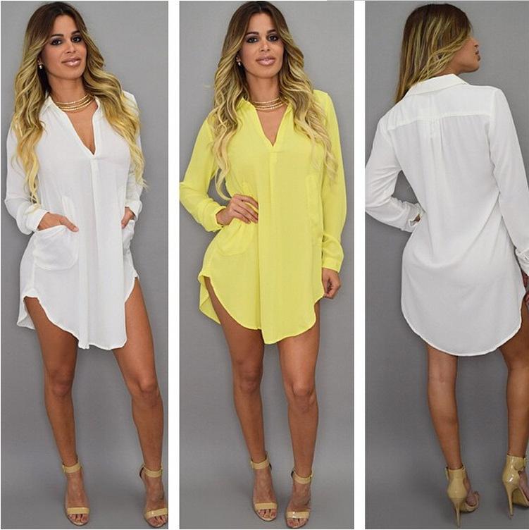 V Neck Short Beach Shirt/Dress Chiffon