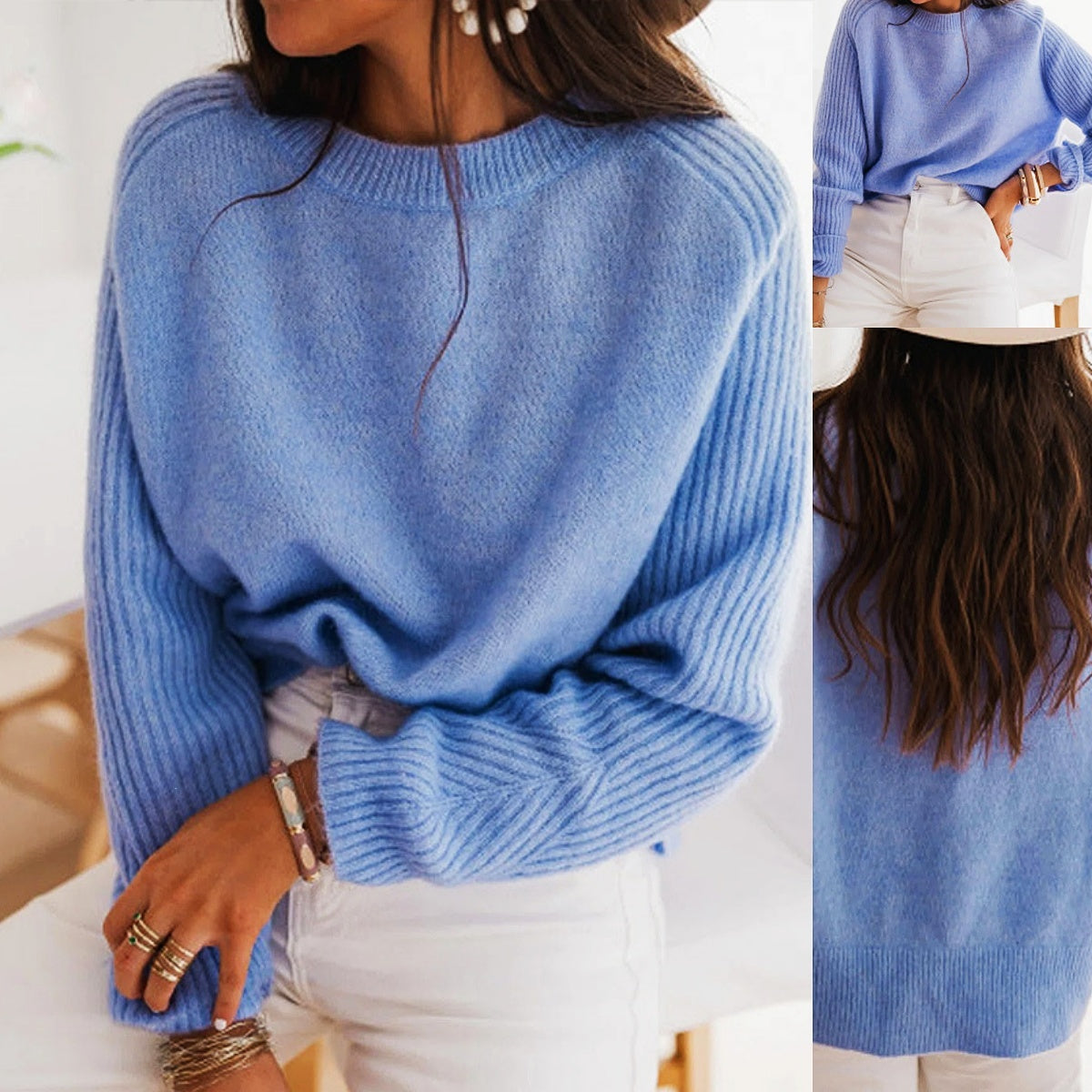 Milk Blue Bedford Cord Sweater