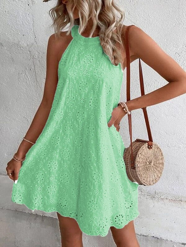 Eyelet Sleeveless Dress