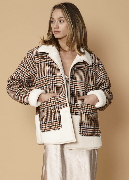 Plaid Jacket in Rust Houndstooth