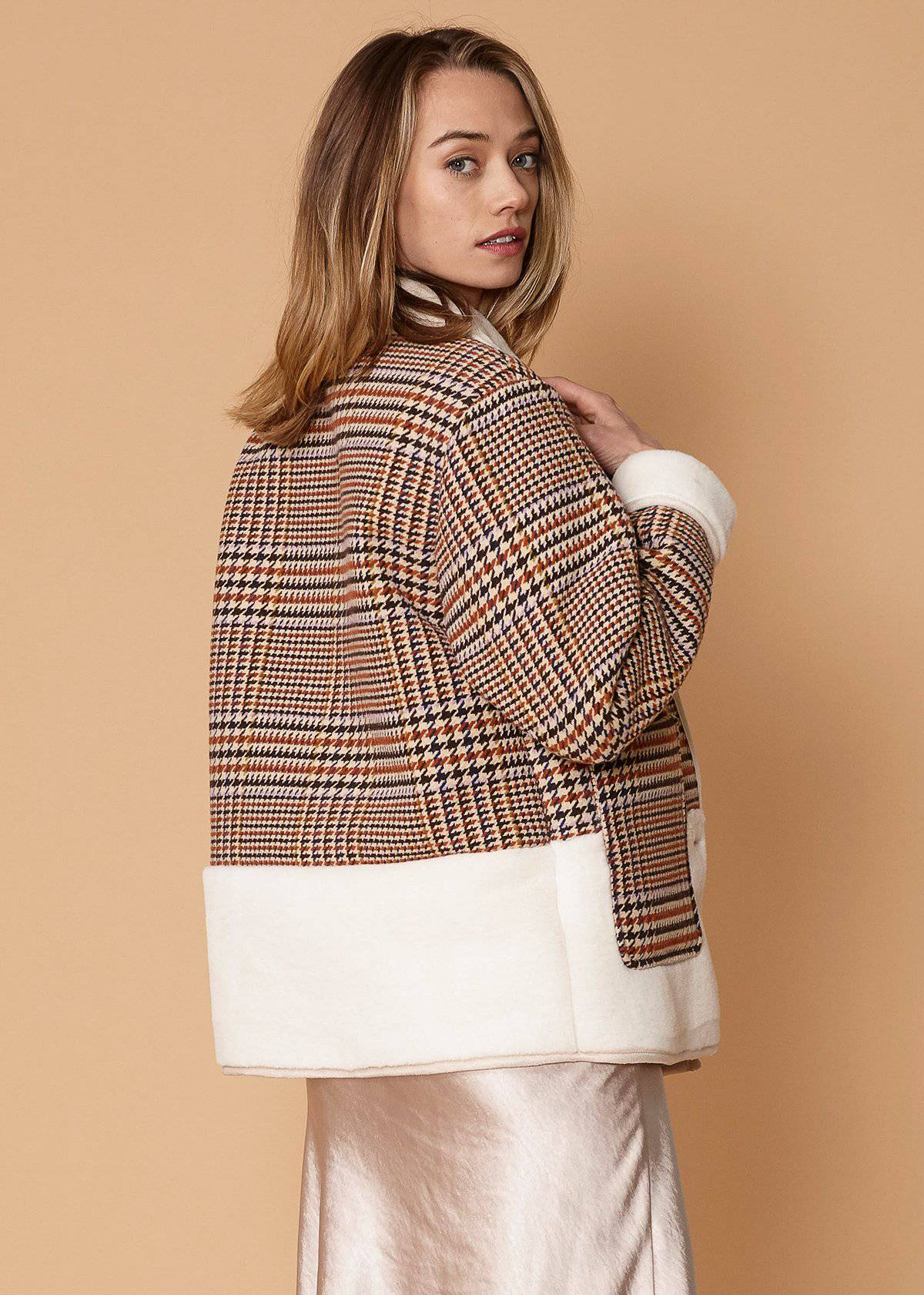 Plaid Jacket in Rust Houndstooth