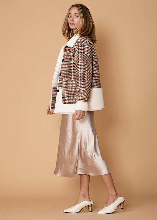 Plaid Jacket in Rust Houndstooth