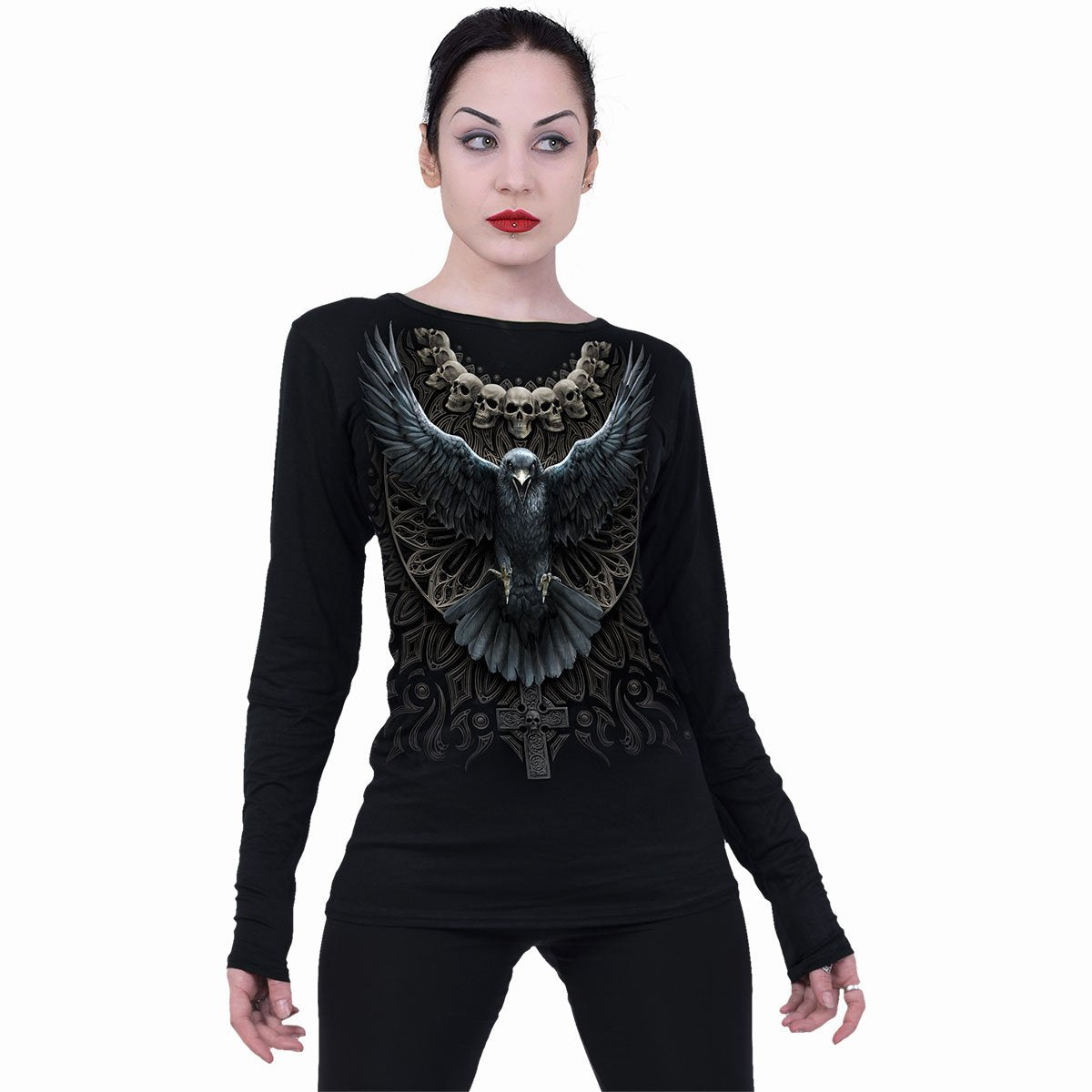Raven Skull Long Sleeve Top
