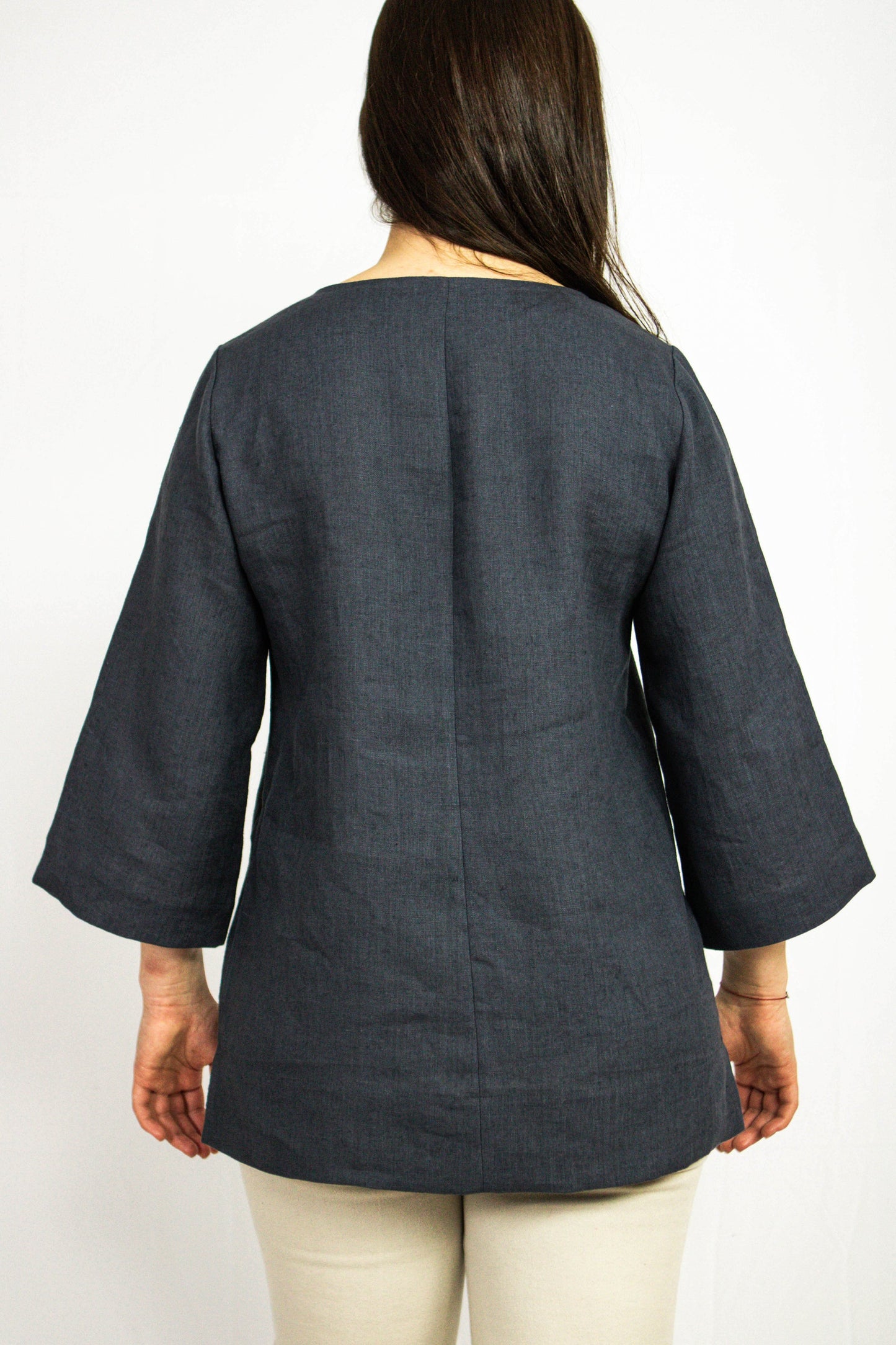 Dark Plum Linen Oversized Top