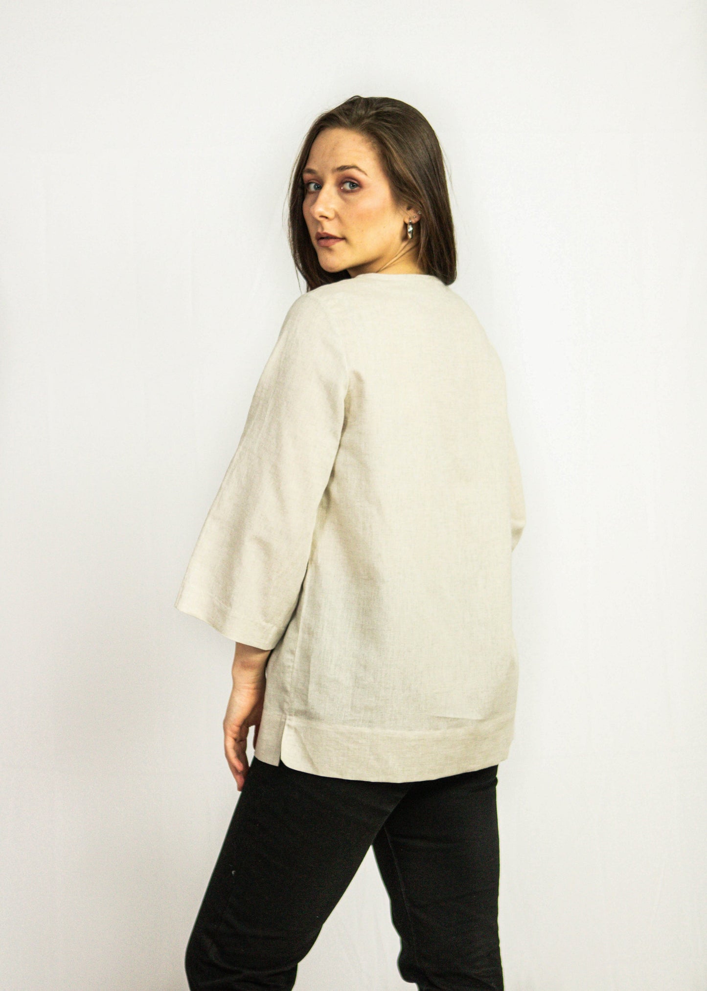 Dark Plum Linen Oversized Top