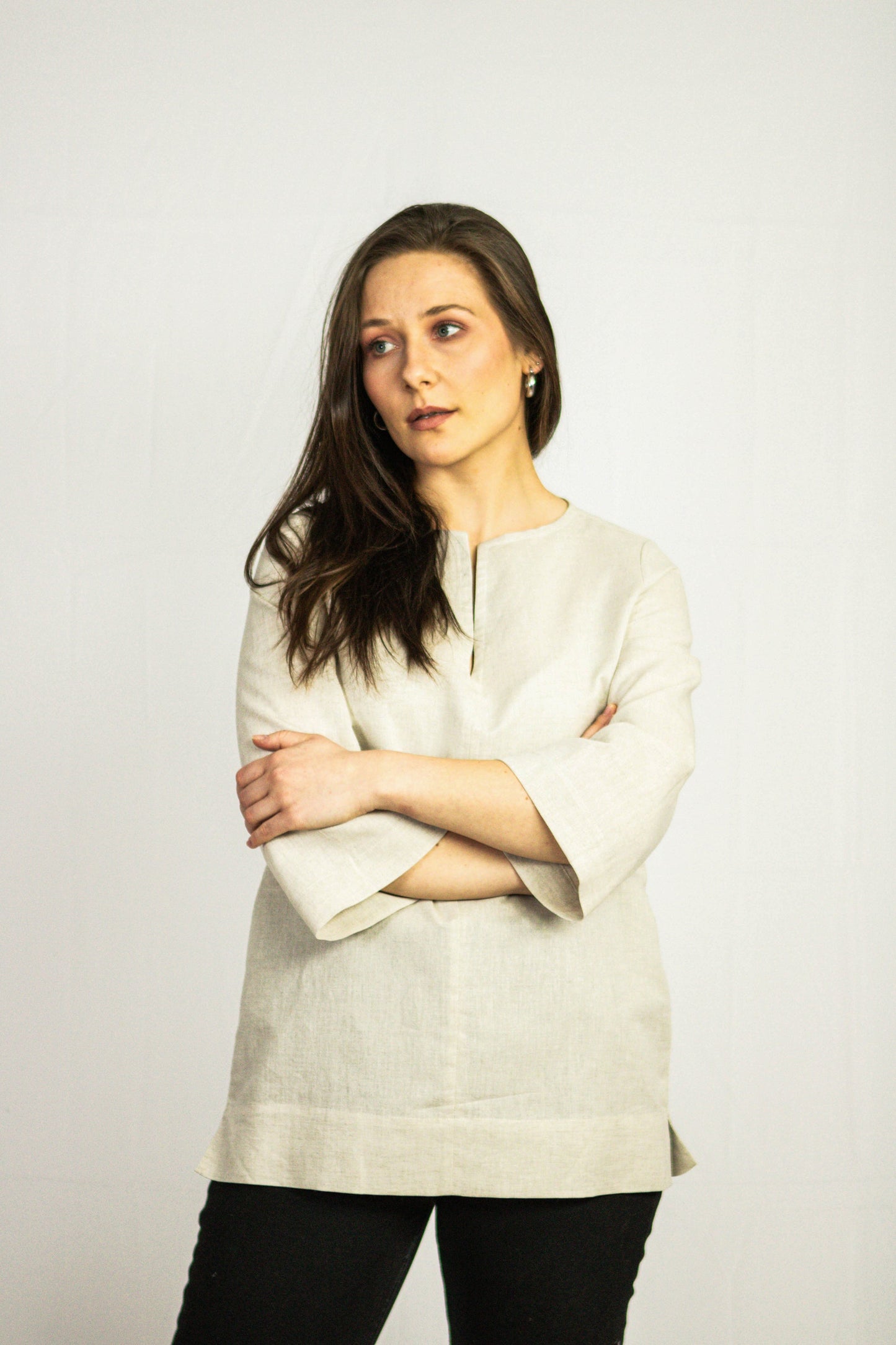 Dark Plum Linen Oversized Top