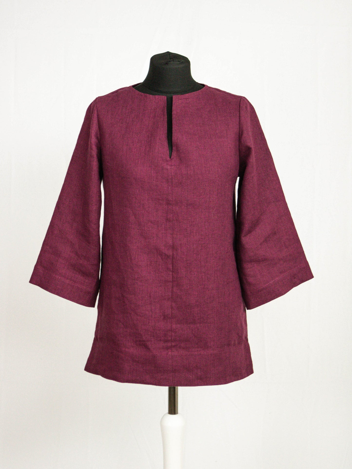 Dark Plum Linen Oversized Top