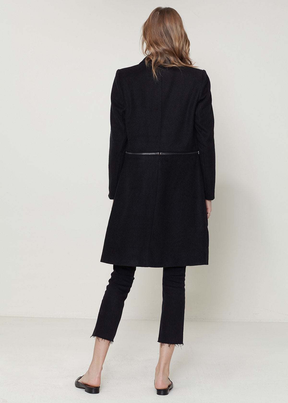Wool-Blend Open Front Jacket In Black