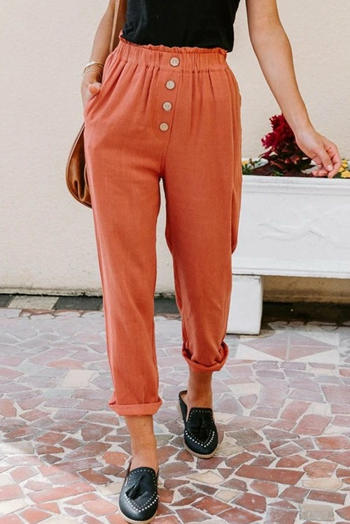 Linen Blend Pocketed Pants
