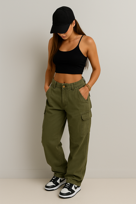 CargoMuse™ – High Waist Straight-Leg Utility Jeans