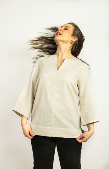 Dark Plum Linen Oversized Top