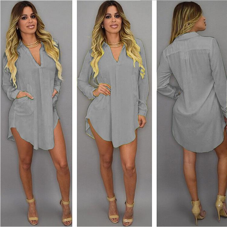 V Neck Short Beach Shirt/Dress Chiffon