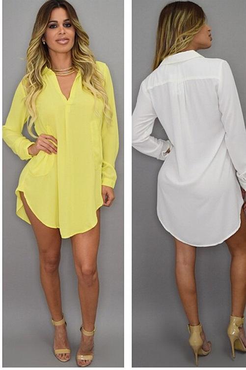 V Neck Short Beach Shirt/Dress Chiffon